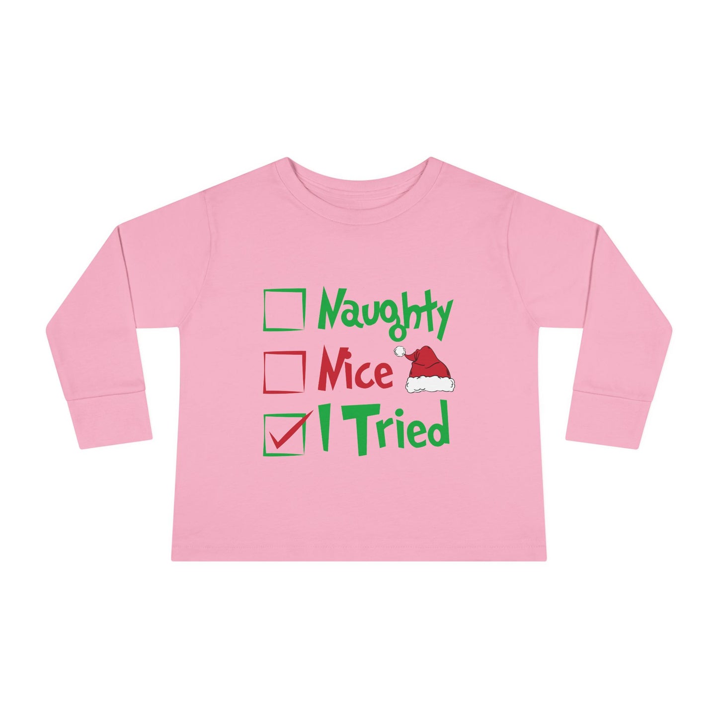 Naughty Nice I Tried Holiday Checklist Toddler Long Sleeve Tee