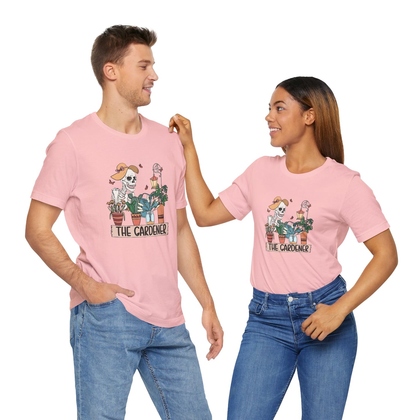 Plants, The Gardener, Skeleton, Springtime, Gardening, XS-3XL Unisex Jersey Short Sleeve Tee