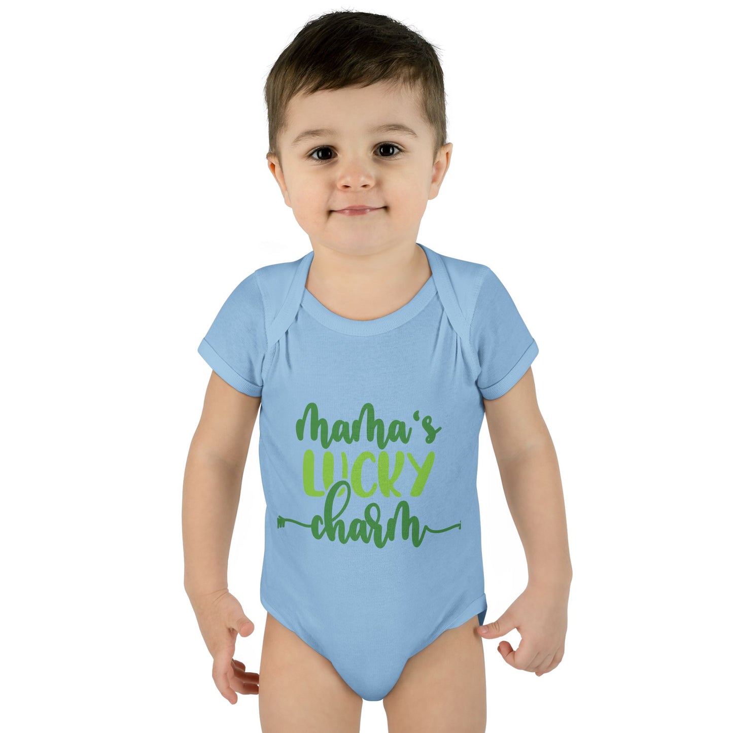 Mama's Lucky Charm St Patricks Day Infant Onesie Baby Rib Bodysuit