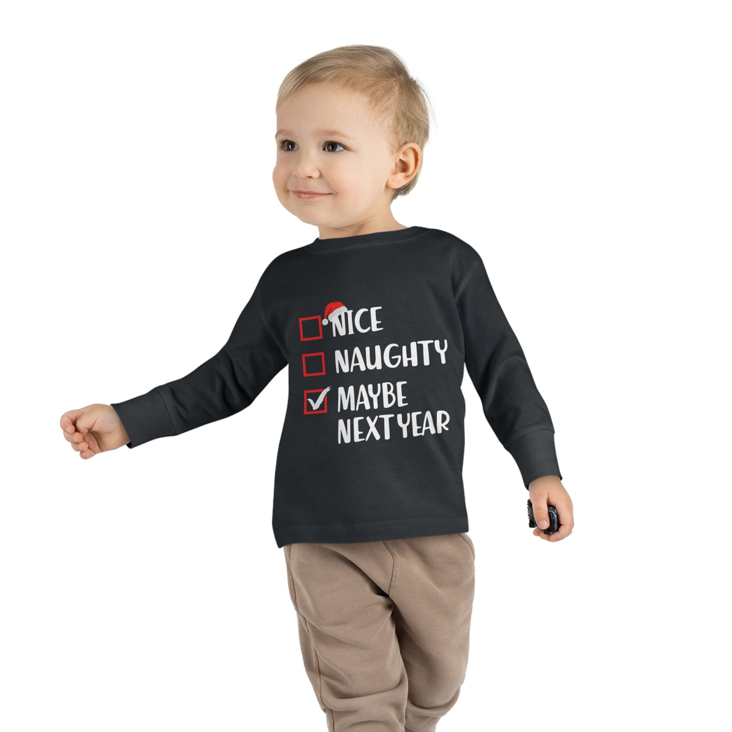 Nice naughty maybe next year holiday checklist Toddler Long Sleeve Tee