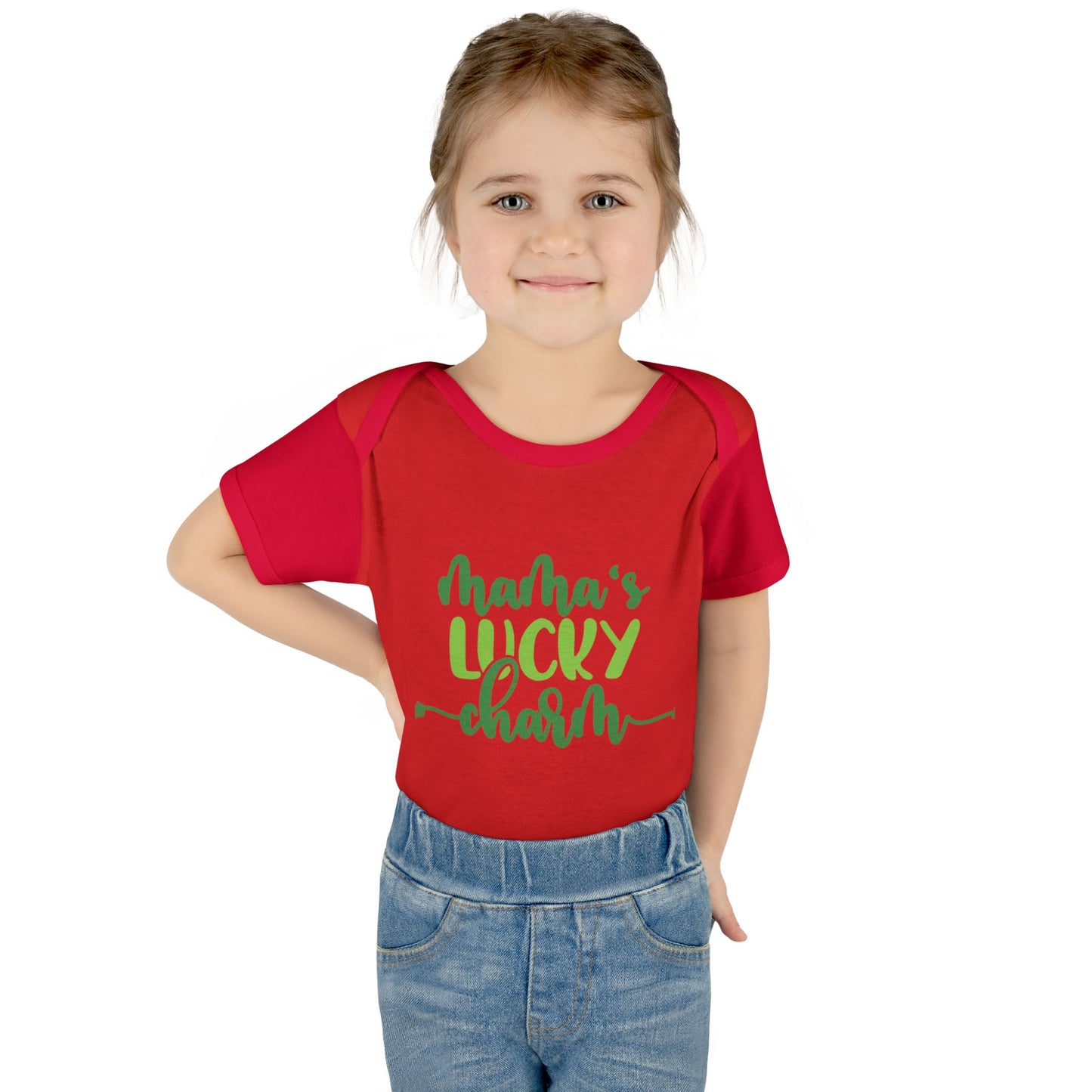 Mama's Lucky Charm St Patricks Day Infant Onesie Baby Rib Bodysuit
