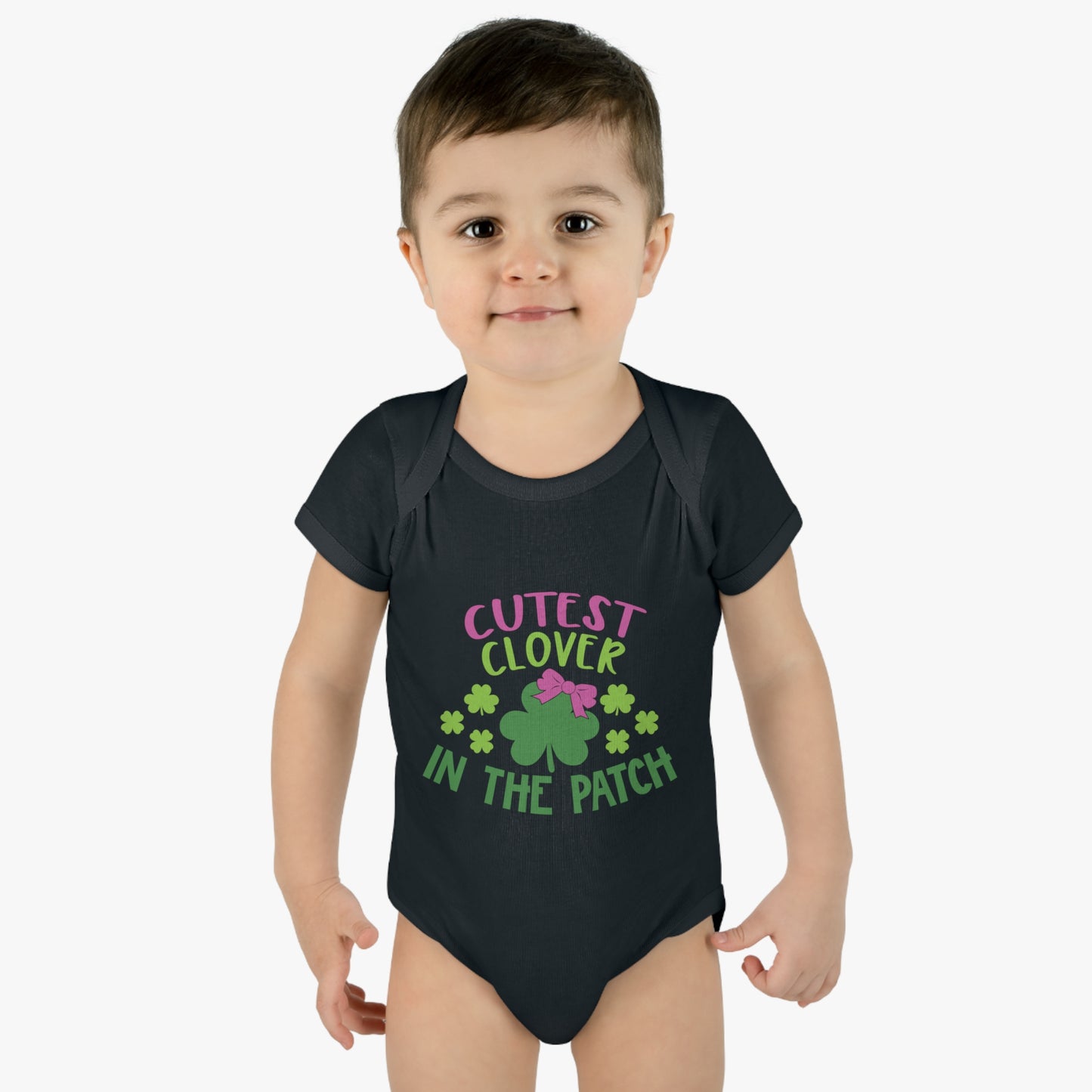 St Patricks Day Cutest Clover in the Patch Infant Onesie Baby Rib Bodysuit