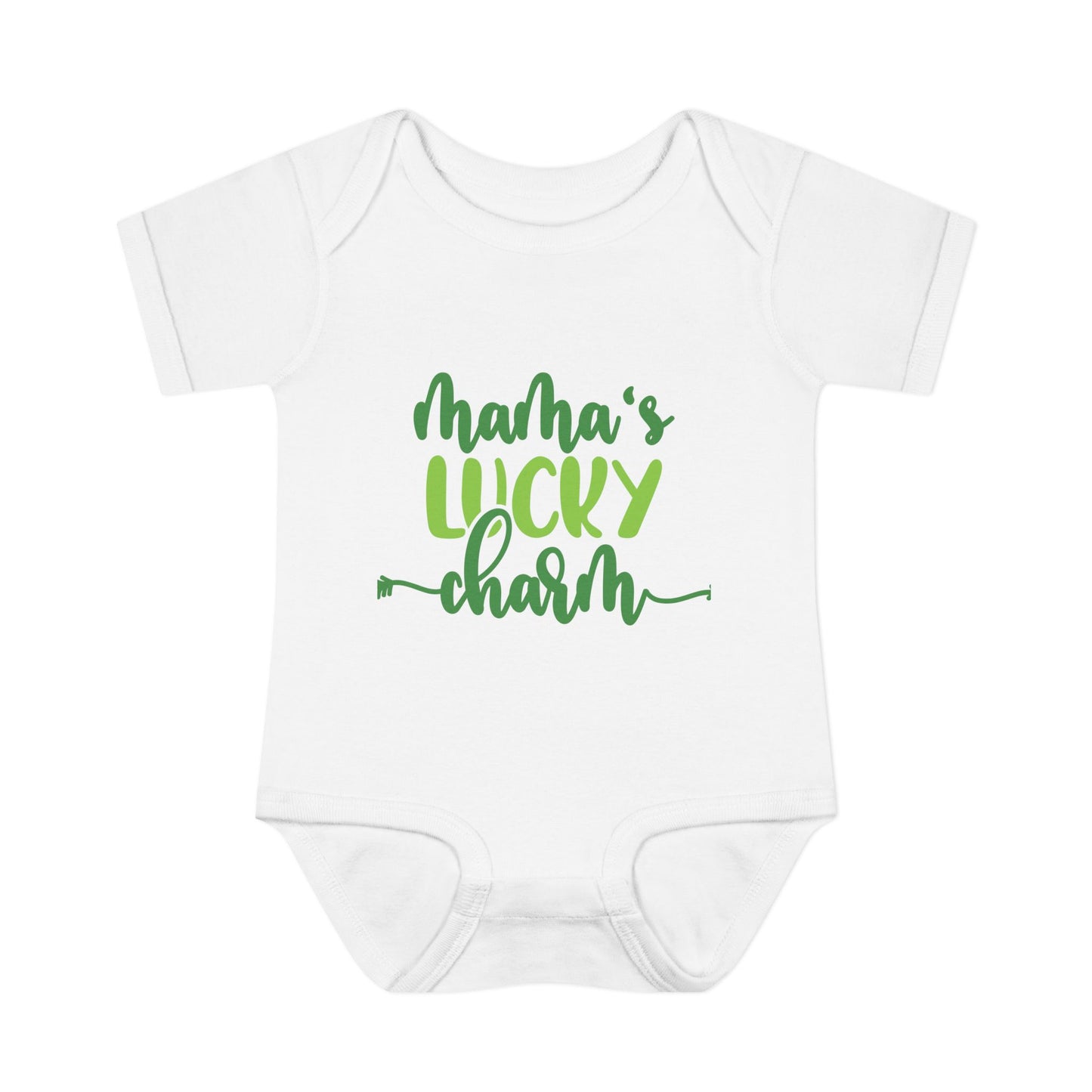 Mama's Lucky Charm St Patricks Day Infant Onesie Baby Rib Bodysuit