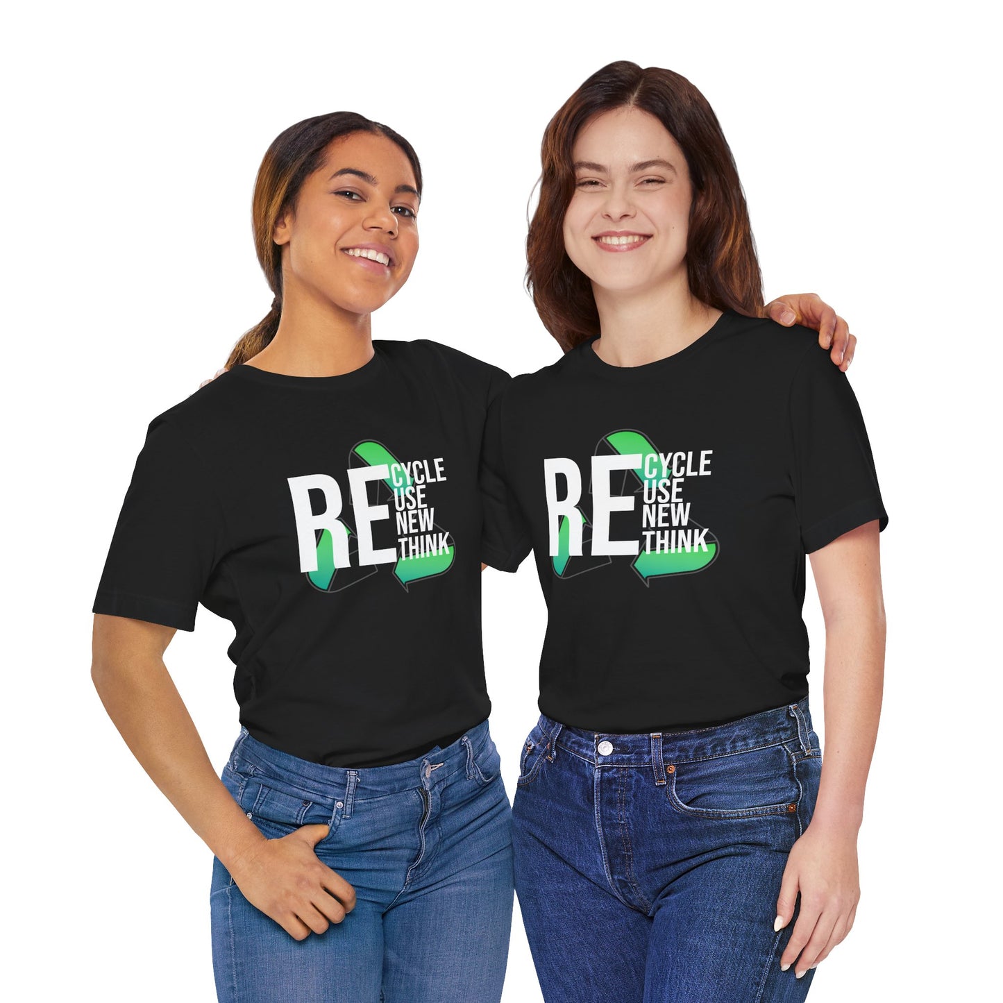 Recycle Reuse Renew Rethink Earthday S-3XL Unisex Jersey Short Sleeve Tee