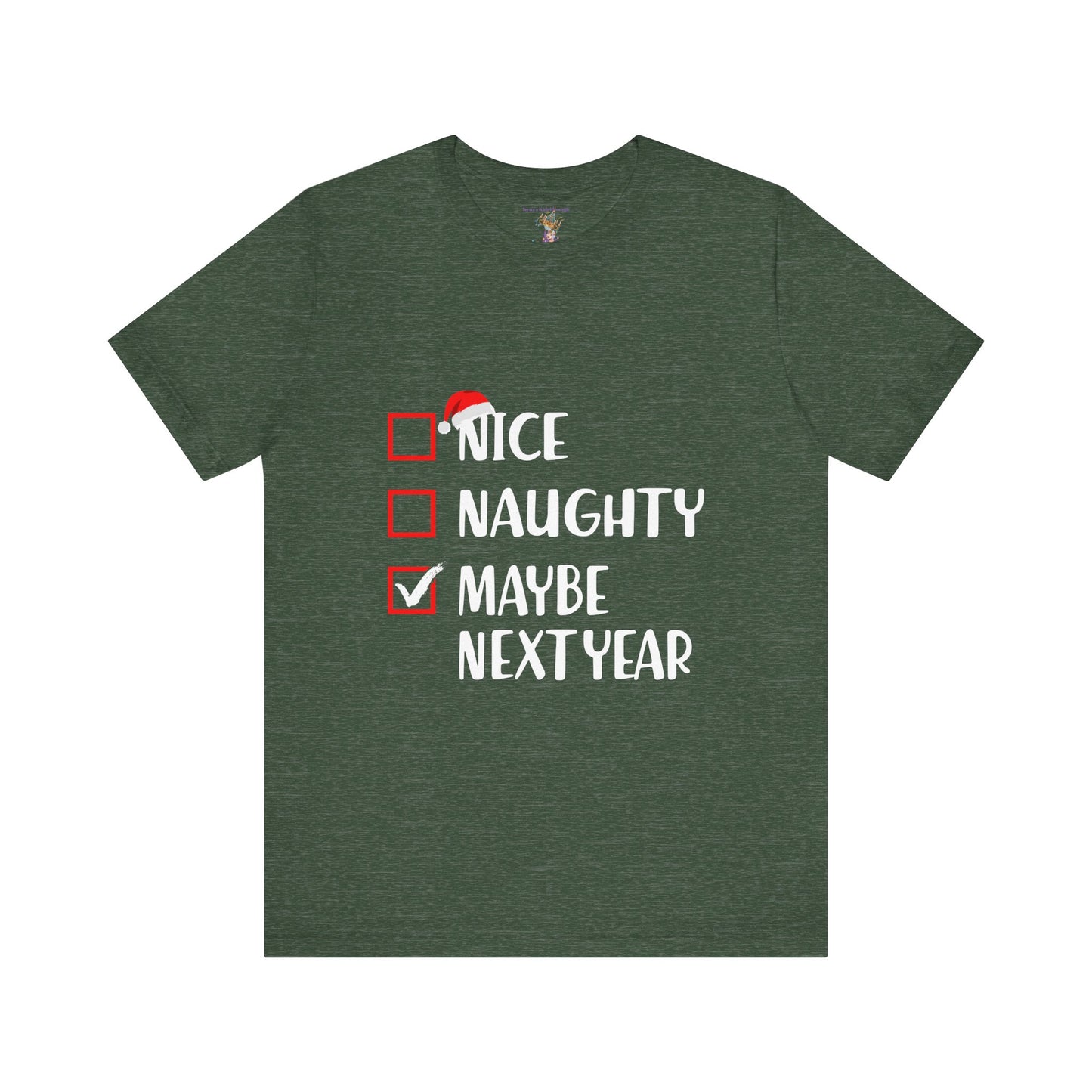 Nice Naughty Maybe Next Year Checklist Unisex Jersey Short Sleeve Tee