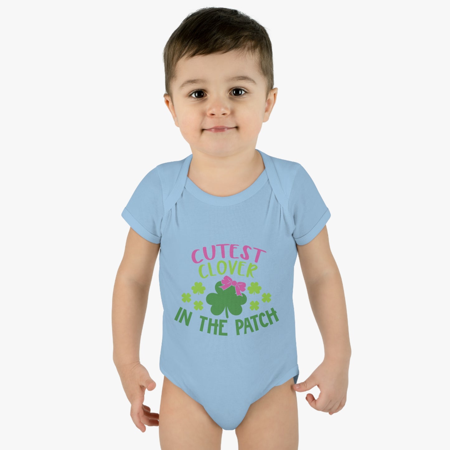 St Patricks Day Cutest Clover in the Patch Infant Onesie Baby Rib Bodysuit