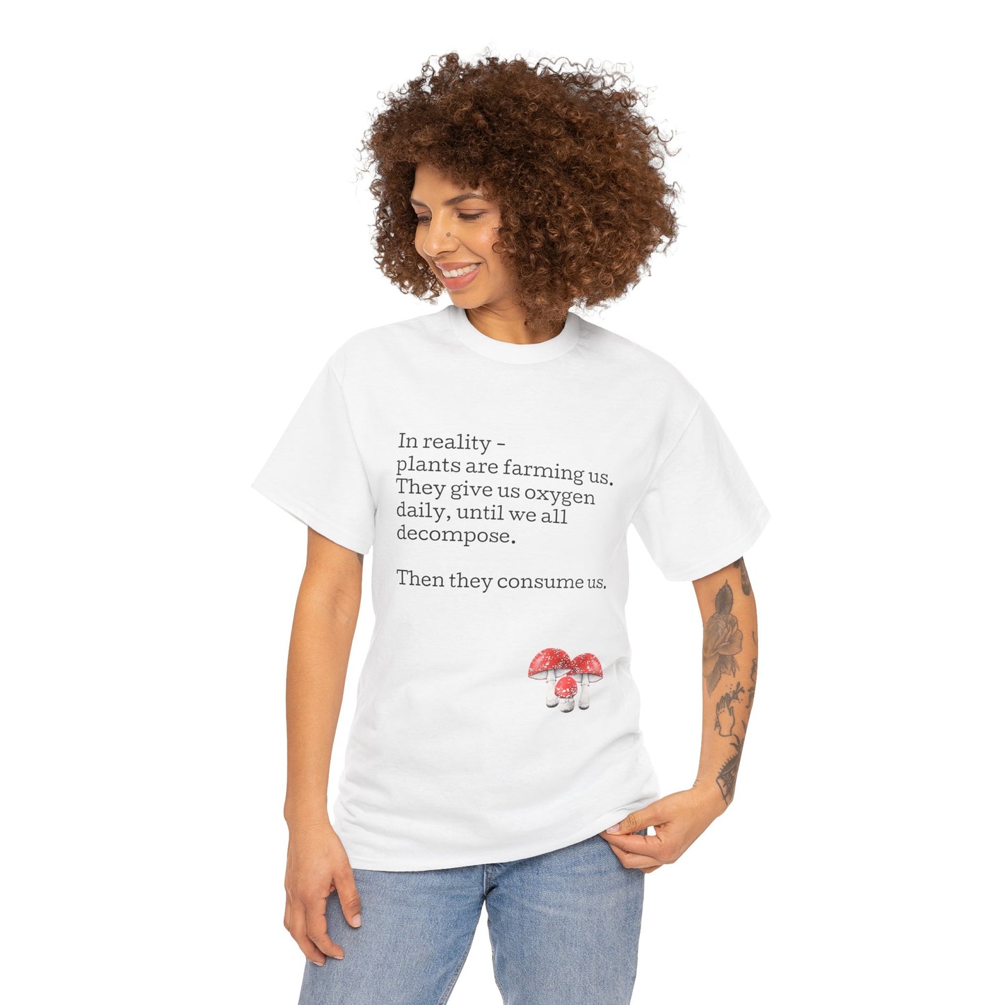 Plantfood, mushrooms s, m, l, xl, 2xl, 3xl, 4xl, 5xl Unisex Heavy Cotton Tee