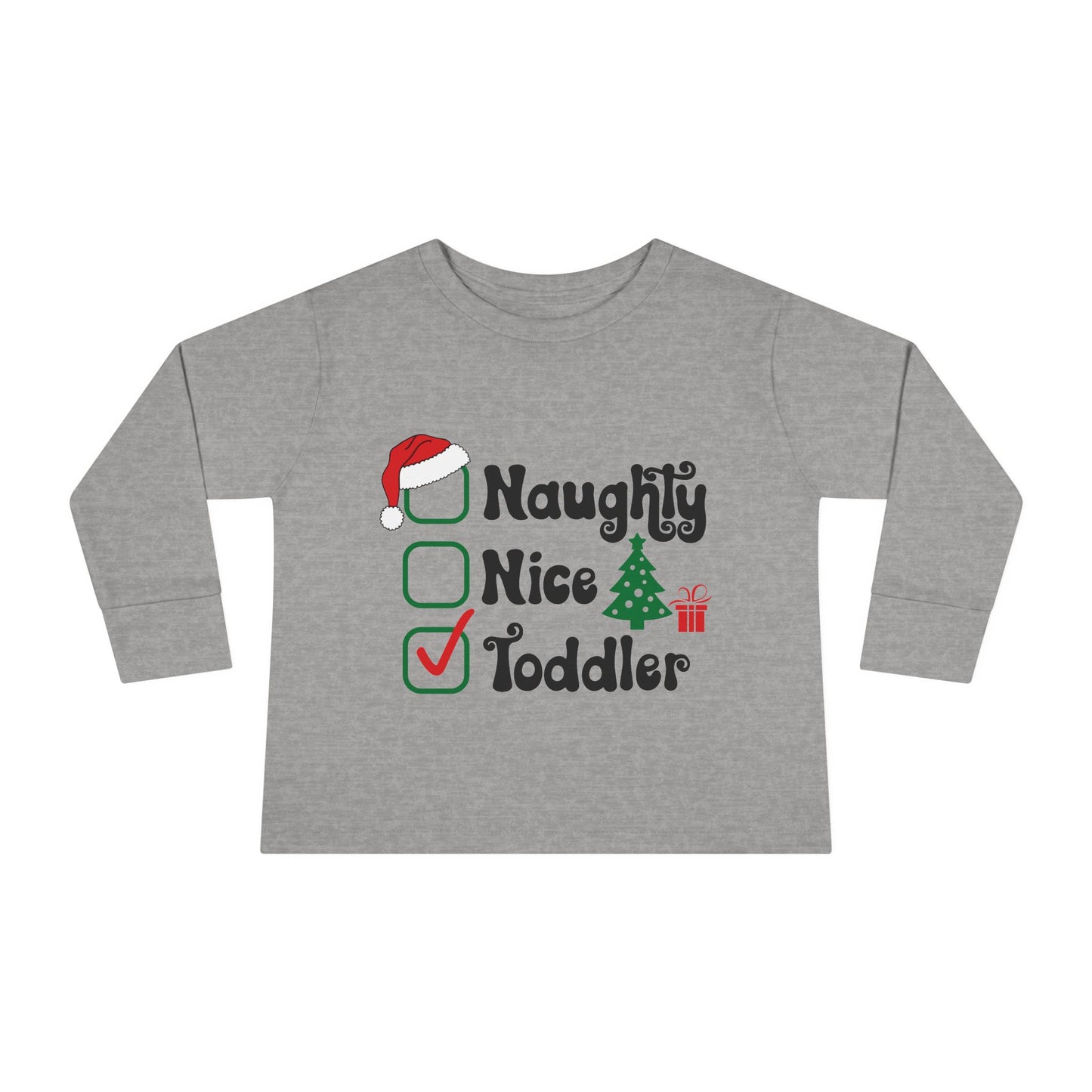 Naughty nice toddler checklist holiday Toddler Long Sleeve Tee