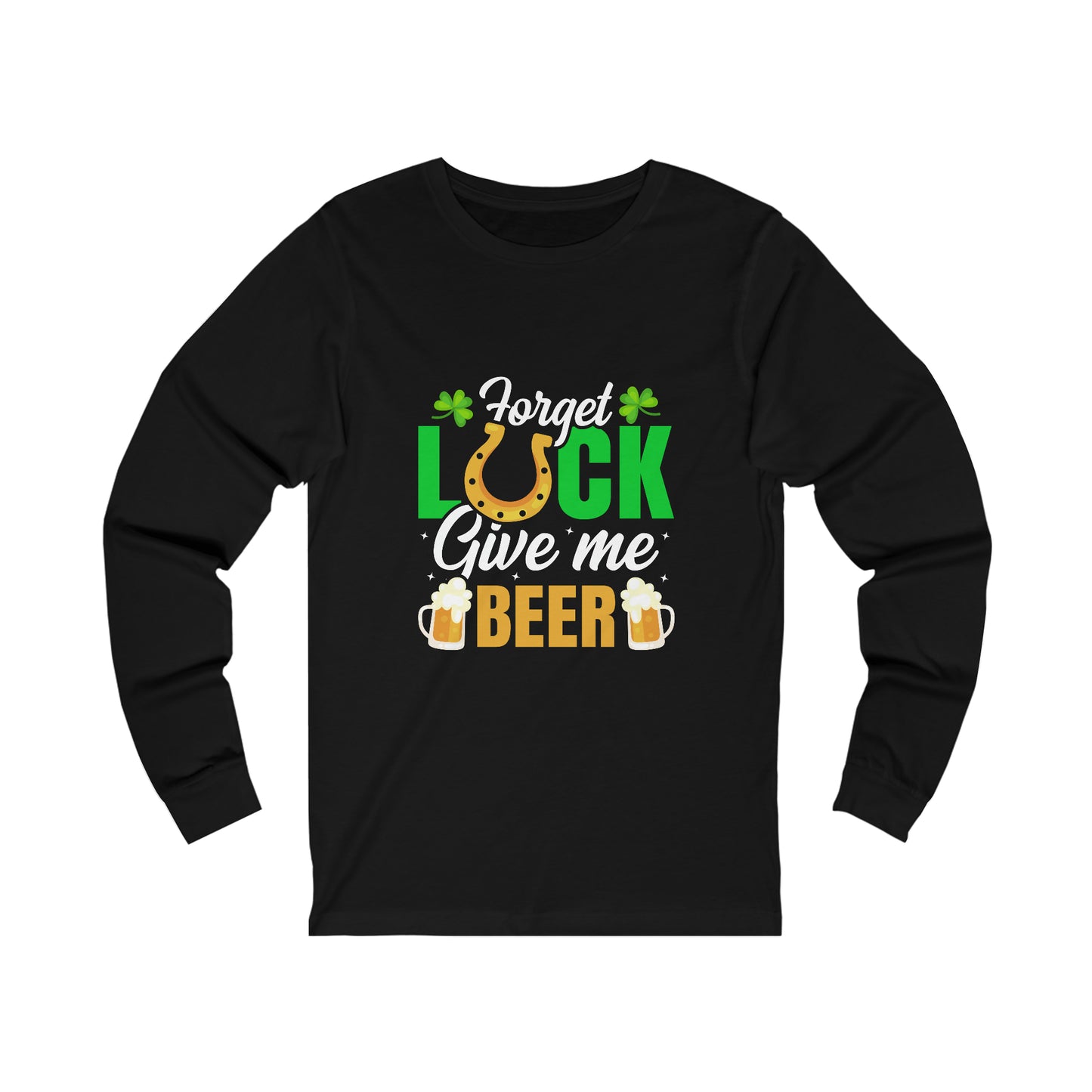 Unisex St Patrick's Day Lucky Beer Jersey Long Sleeve Tee