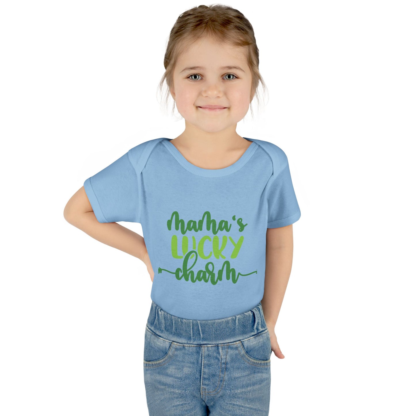 Mama's Lucky Charm St Patricks Day Infant Onesie Baby Rib Bodysuit