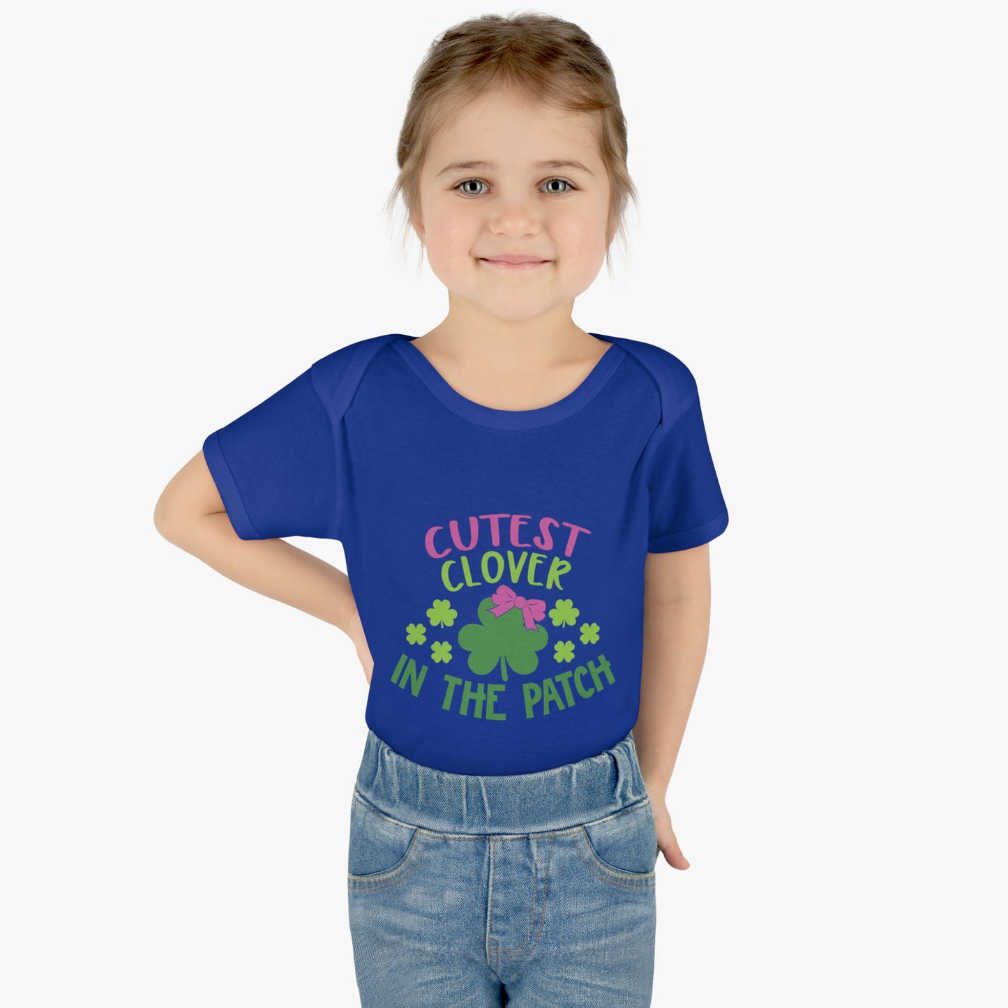 St Patricks Day Cutest Clover in the Patch Infant Onesie Baby Rib Bodysuit