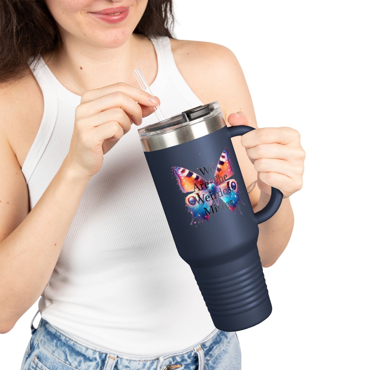 "We Are The Weirdos, Mister" Colorful Butterfly Insulated Travel Mug | 40oz