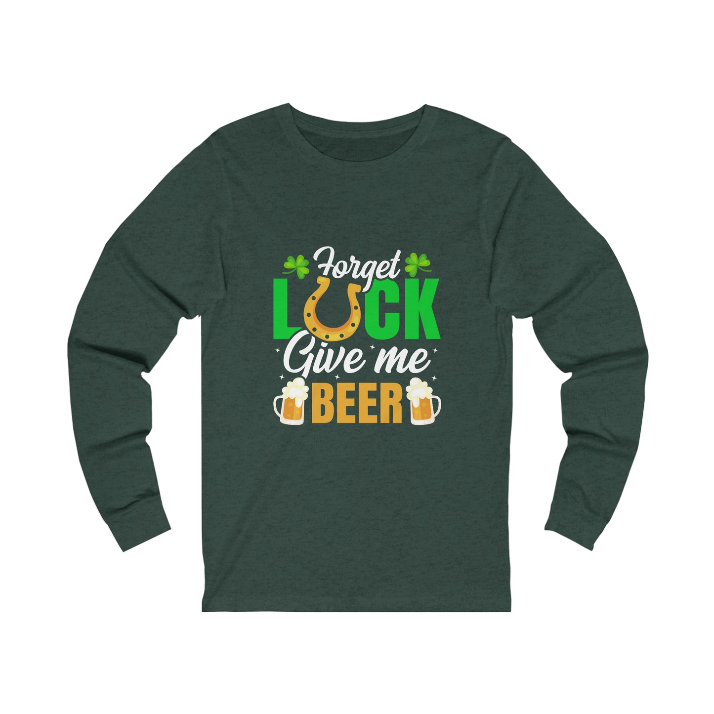 Unisex St Patrick's Day Lucky Beer Jersey Long Sleeve Tee