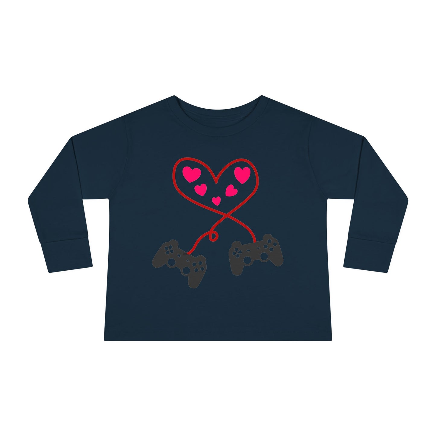 Video Game Controller Heart Valentines Day Gamer Toddler Long Sleeve Tee