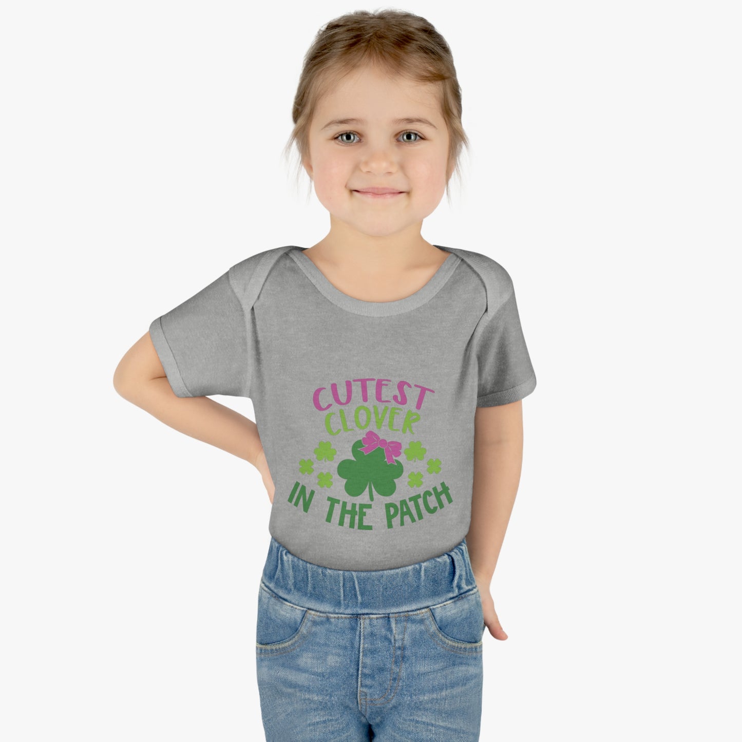 St Patricks Day Cutest Clover in the Patch Infant Onesie Baby Rib Bodysuit