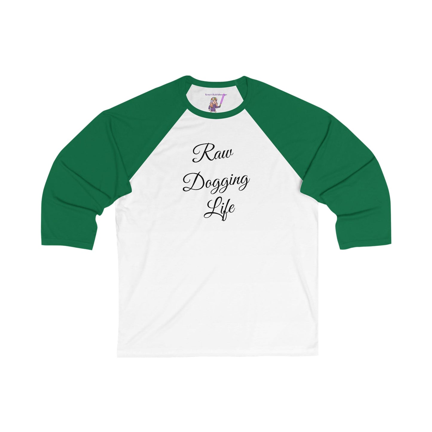 Raw Dogging Life S-2XL Unisex 3\4 Sleeve Baseball Tee