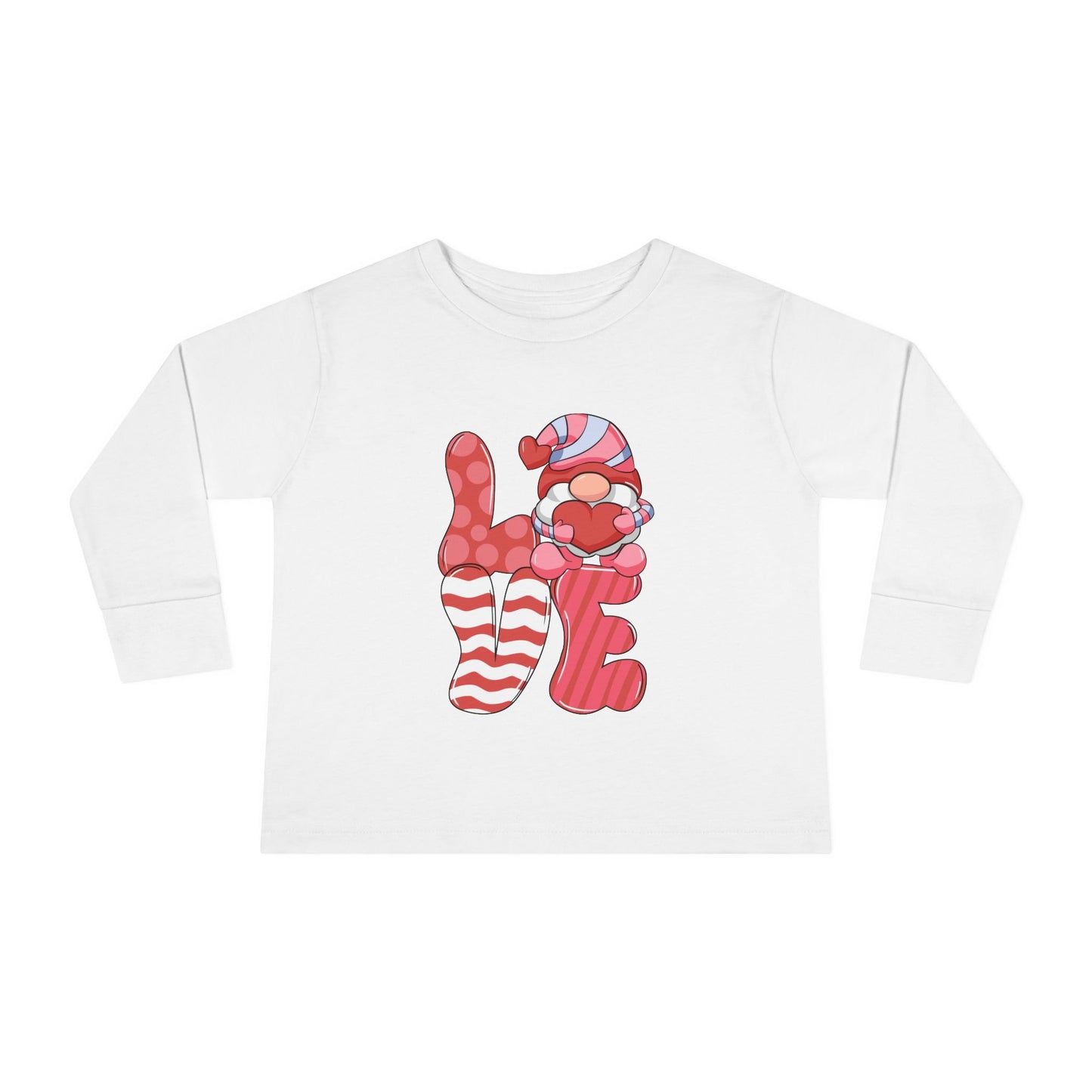 Love Gnome Valentines Day Toddler Long Sleeve Tee