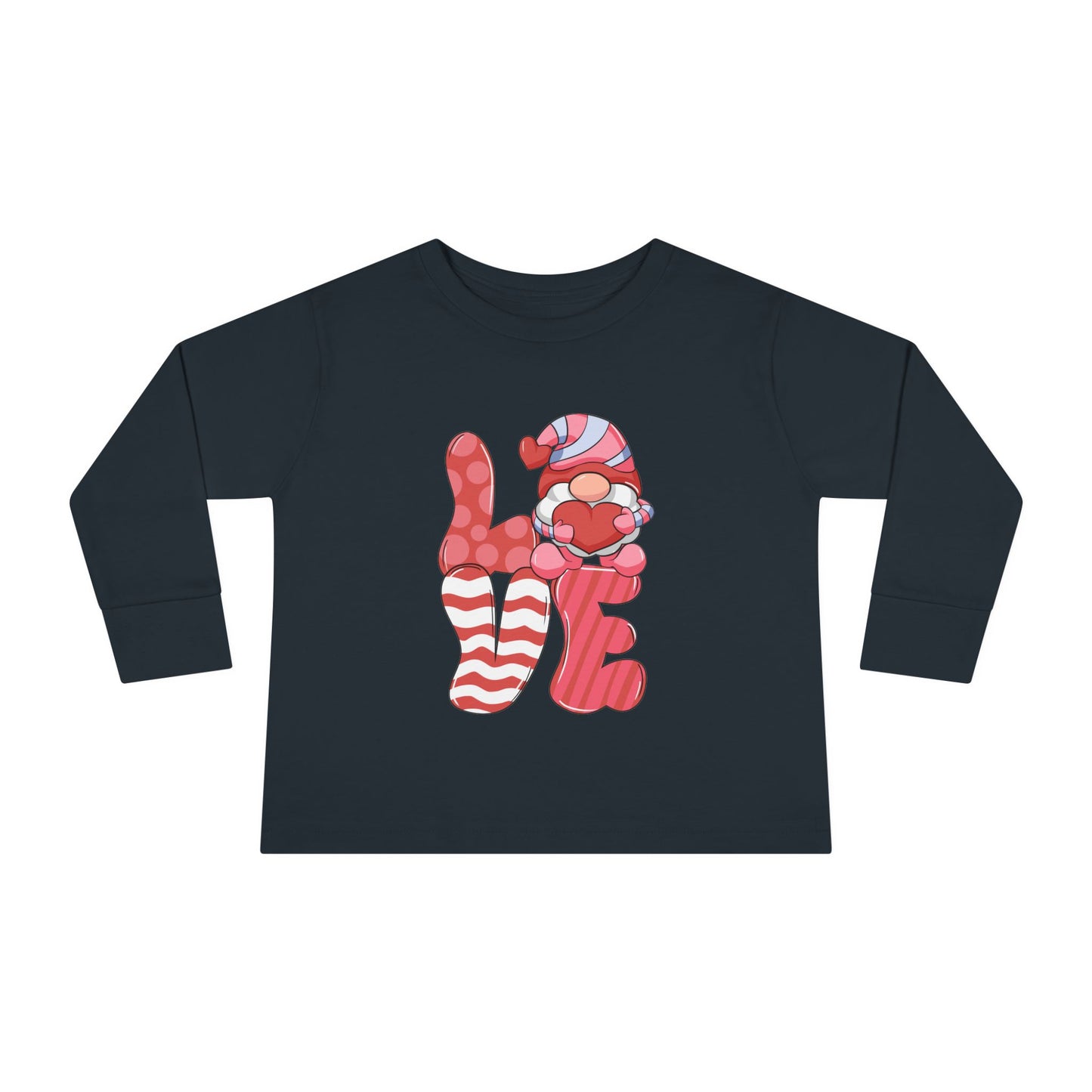 Love Gnome Valentines Day Toddler Long Sleeve Tee