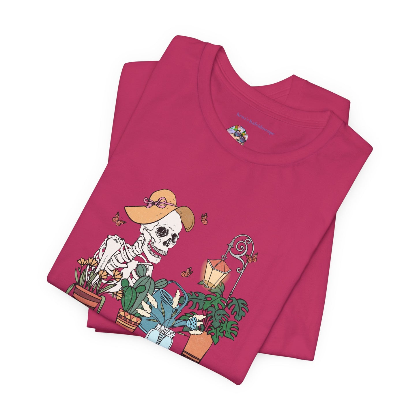 Plants, The Gardener, Skeleton, Springtime, Gardening, XS-3XL Unisex Jersey Short Sleeve Tee