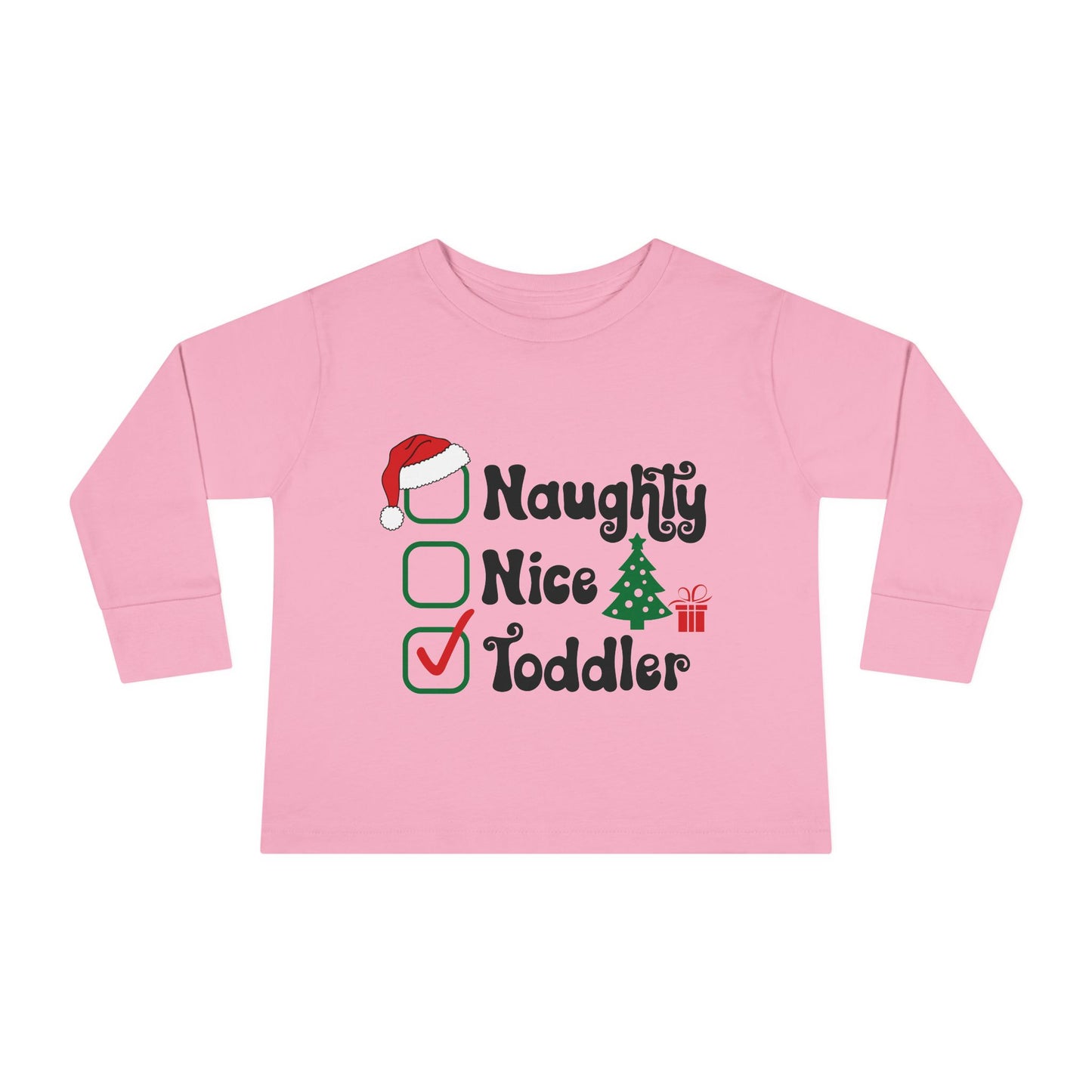 Naughty nice toddler checklist holiday Toddler Long Sleeve Tee