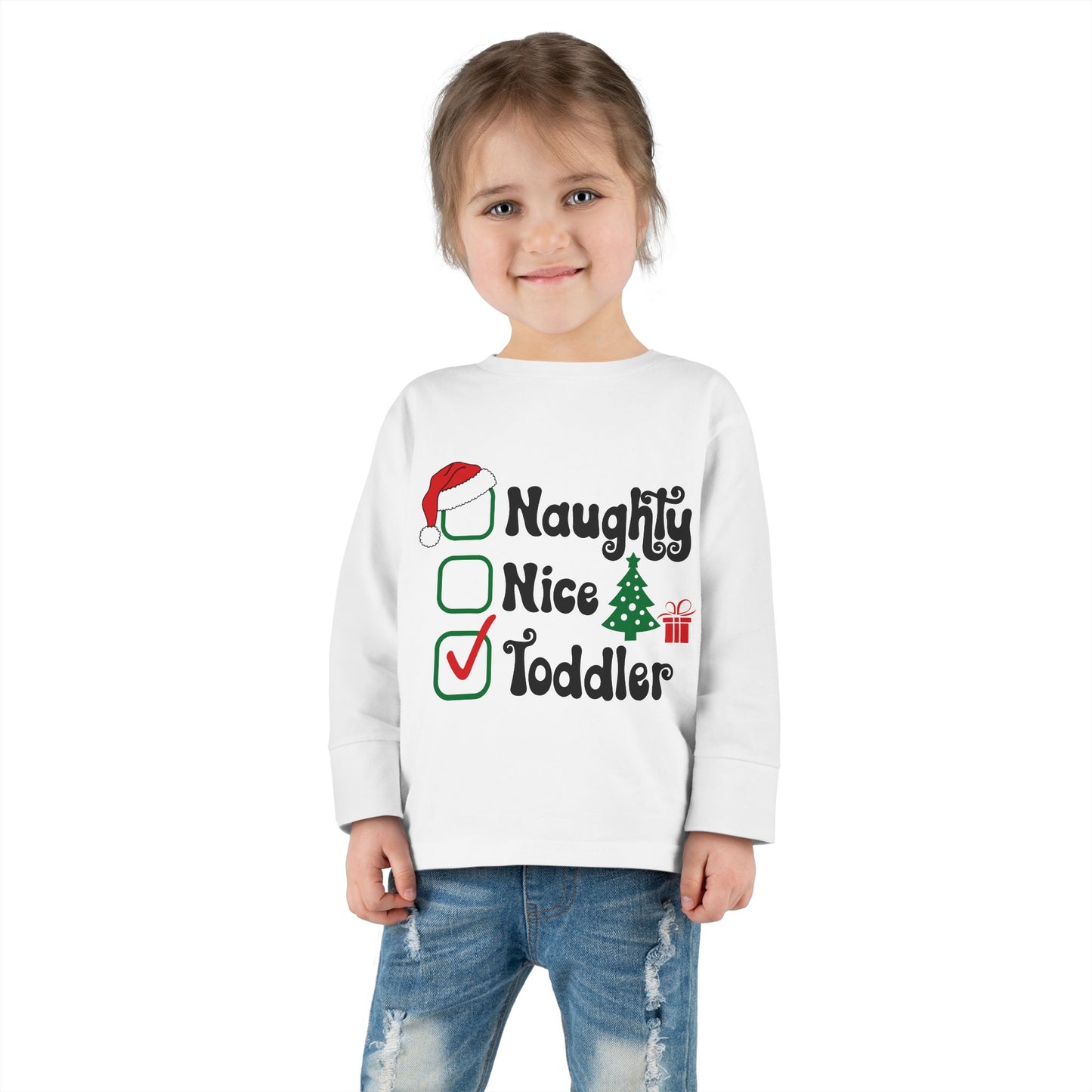 Naughty nice toddler checklist holiday Toddler Long Sleeve Tee