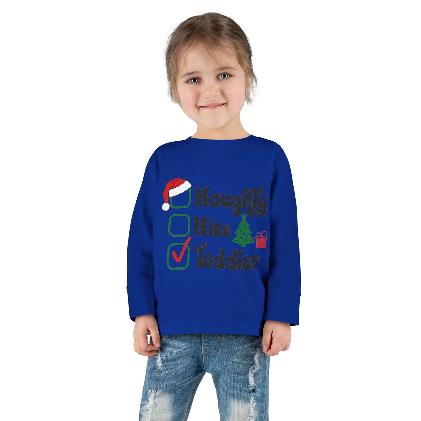 Naughty nice toddler checklist holiday Toddler Long Sleeve Tee