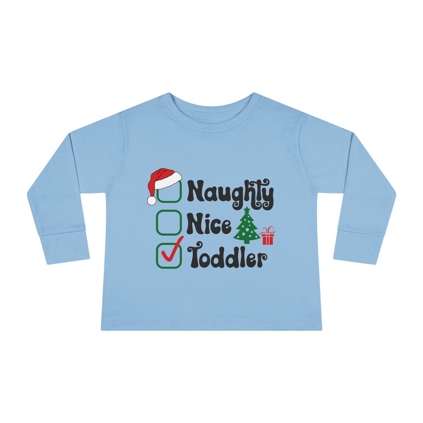 Naughty nice toddler checklist holiday Toddler Long Sleeve Tee