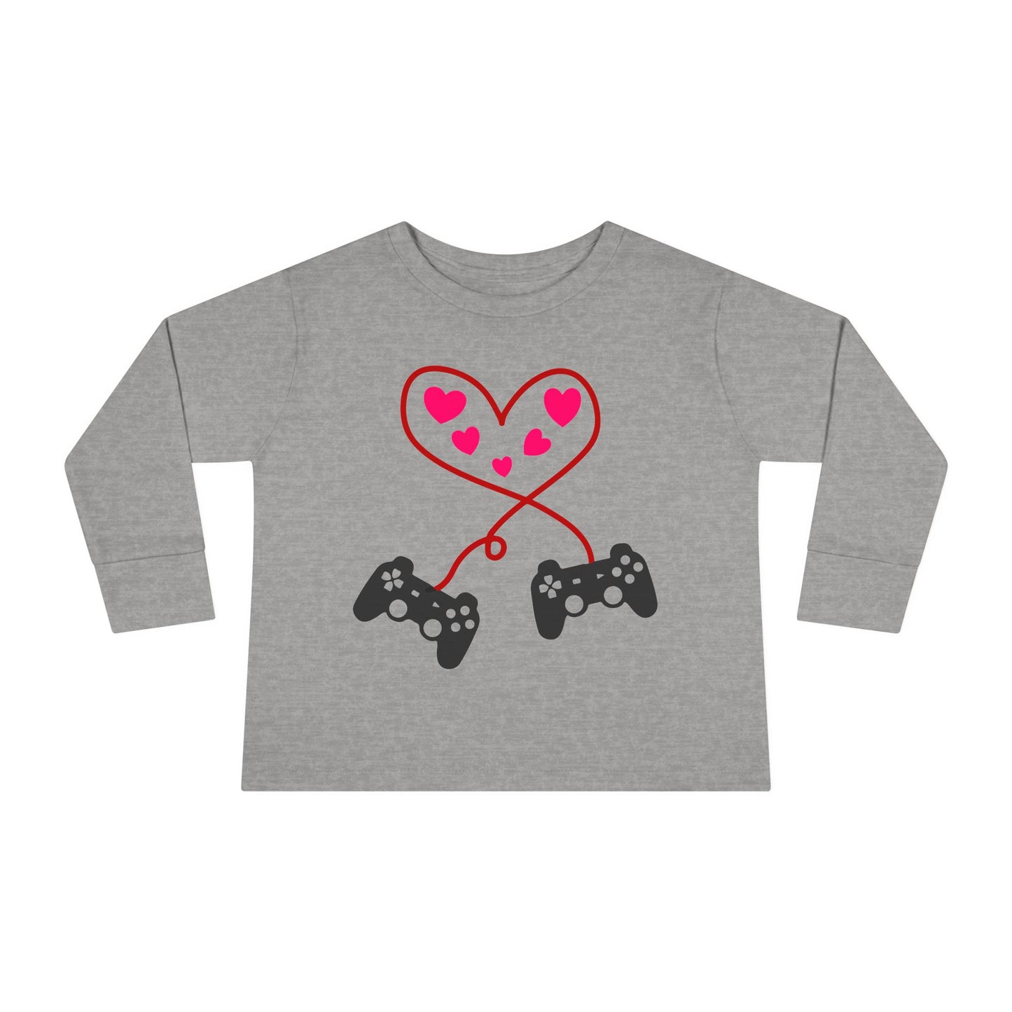 Video Game Controller Heart Valentines Day Gamer Toddler Long Sleeve Tee