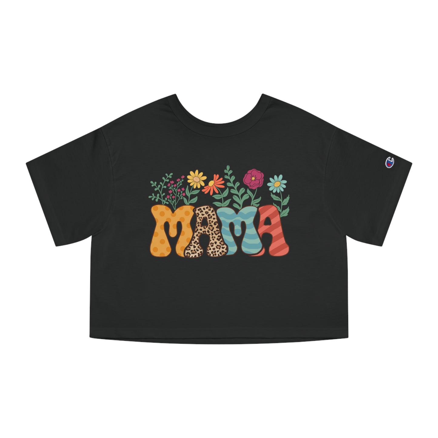 Mother's Day, Mama w/ Flowers, XS-2XL, Champion Women's Heritage Cropped T-Shirt