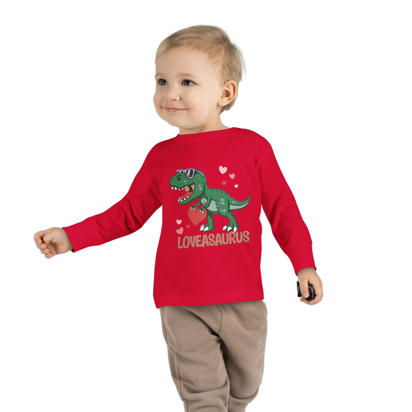 Loveasaurus Dinosaur Valentine Toddler Long Sleeve Tee