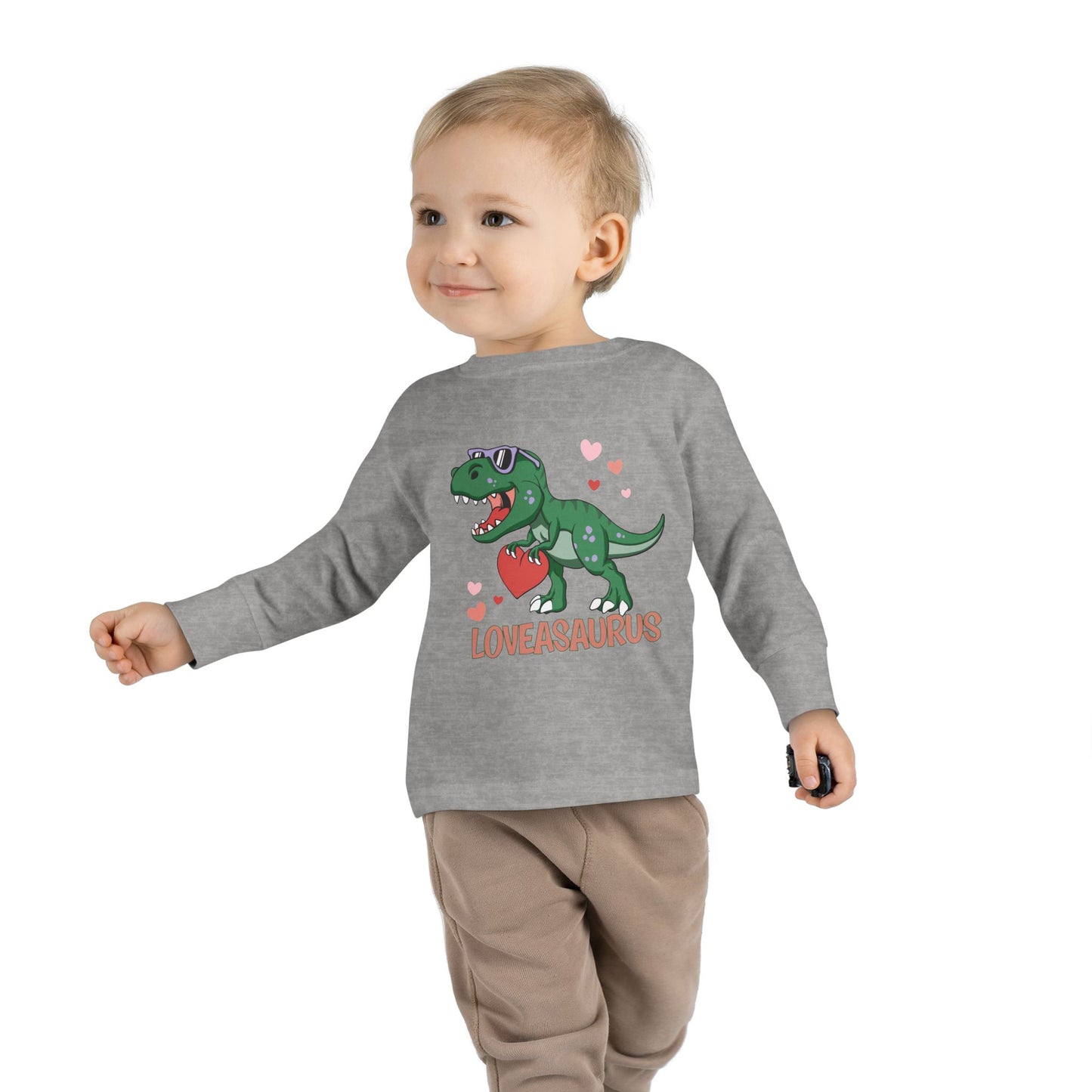 Loveasaurus Dinosaur Valentine Toddler Long Sleeve Tee