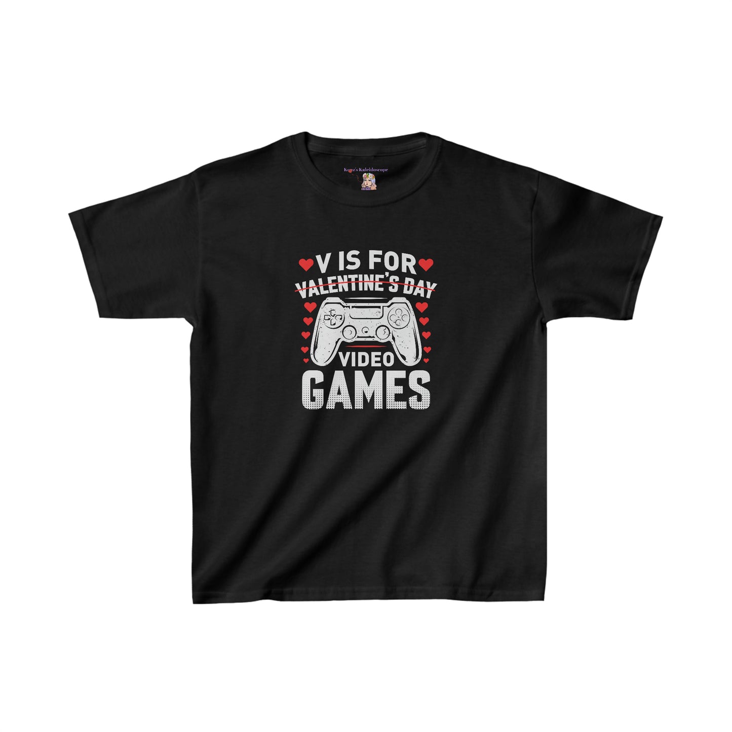 V is for Video Games Valentines Gamer Kids Heavy Cotton™ Tee