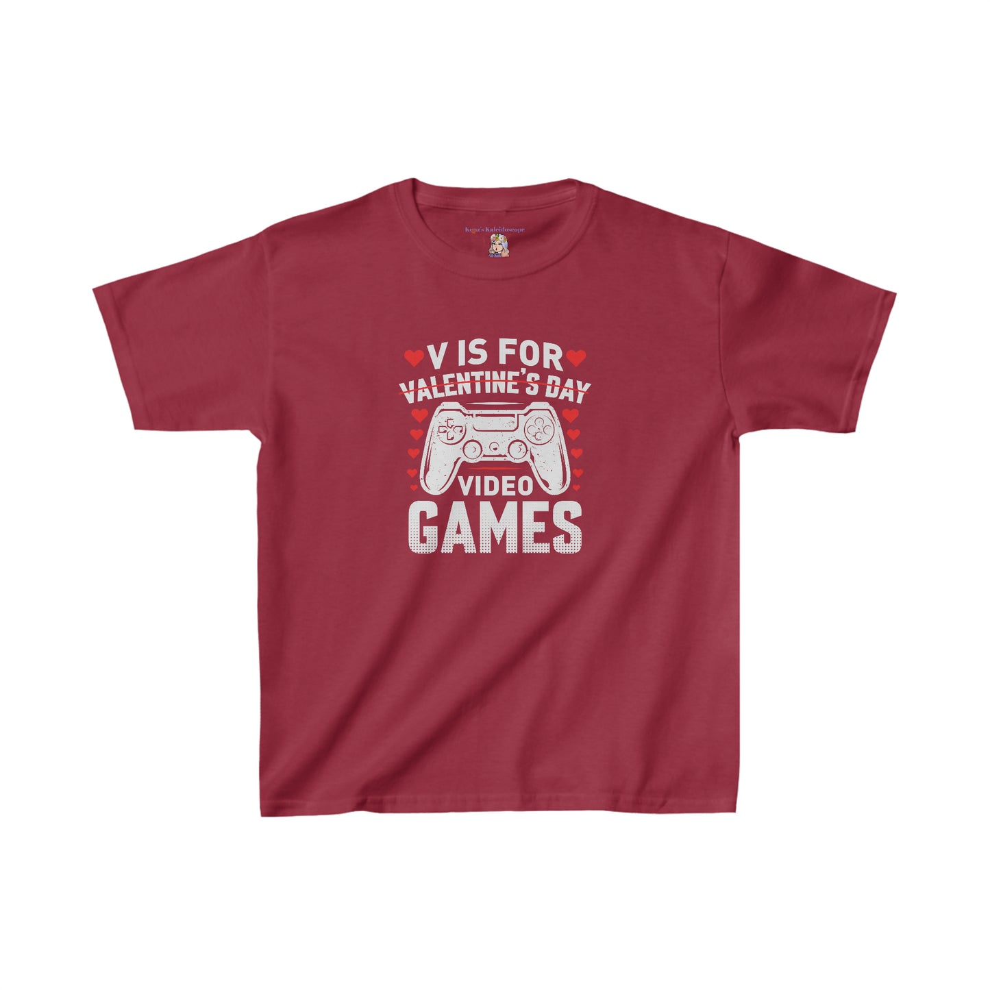 V is for Video Games Valentines Gamer Kids Heavy Cotton™ Tee