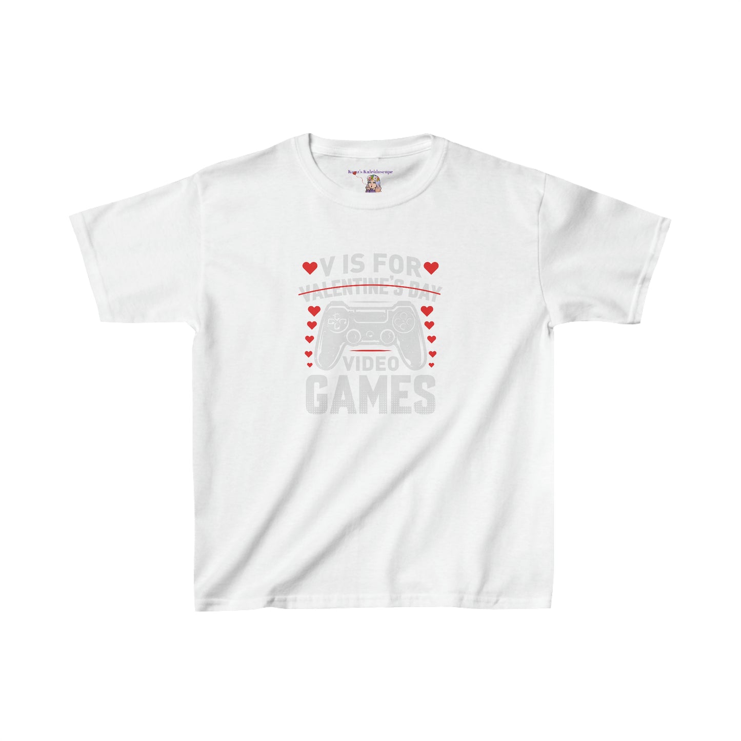 V is for Video Games Valentines Gamer Kids Heavy Cotton™ Tee