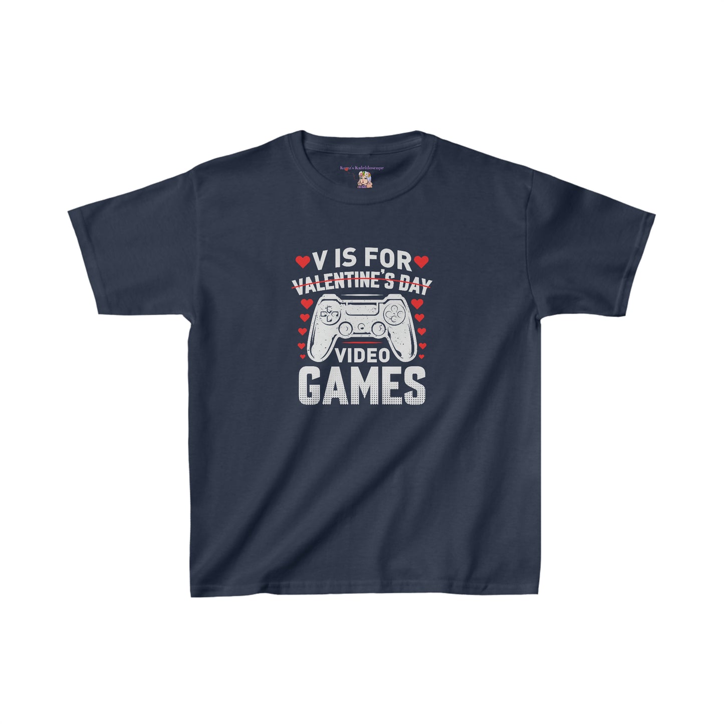 V is for Video Games Valentines Gamer Kids Heavy Cotton™ Tee