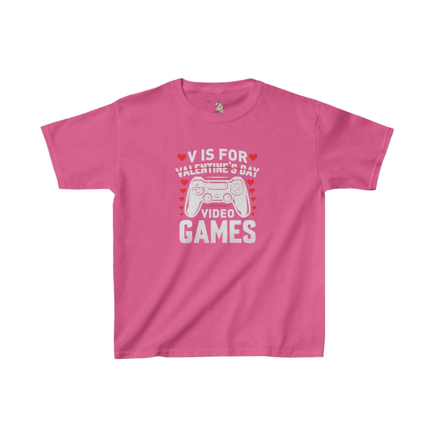 V is for Video Games Valentines Gamer Kids Heavy Cotton™ Tee
