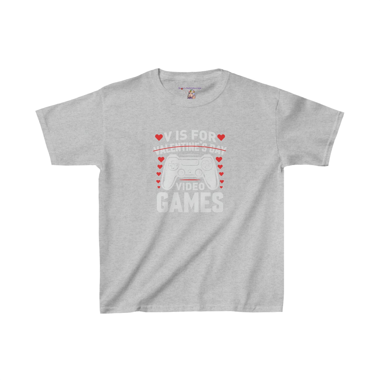 V is for Video Games Valentines Gamer Kids Heavy Cotton™ Tee