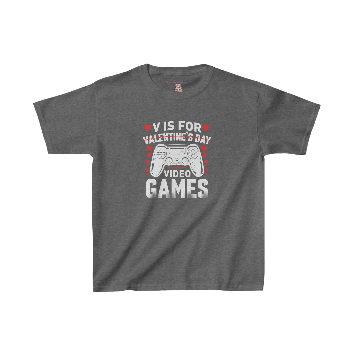 V is for Video Games Valentines Gamer Kids Heavy Cotton™ Tee