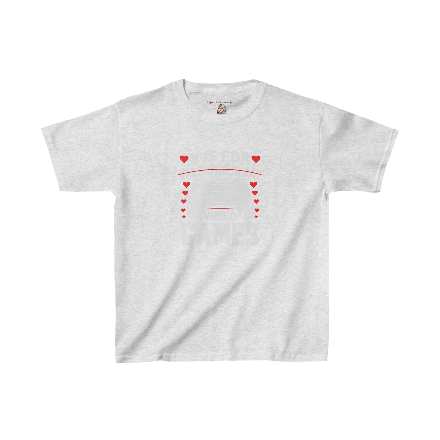V is for Video Games Valentines Gamer Kids Heavy Cotton™ Tee