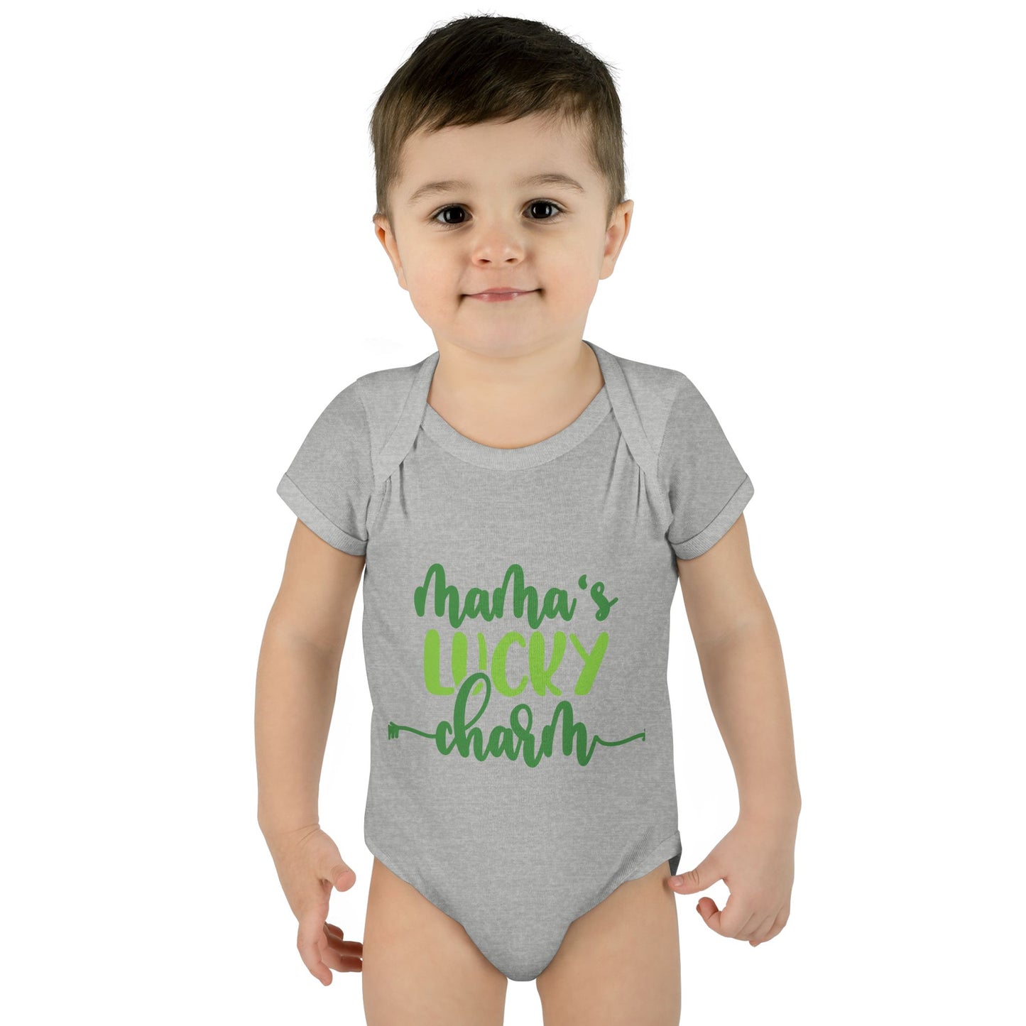 Mama's Lucky Charm St Patricks Day Infant Onesie Baby Rib Bodysuit