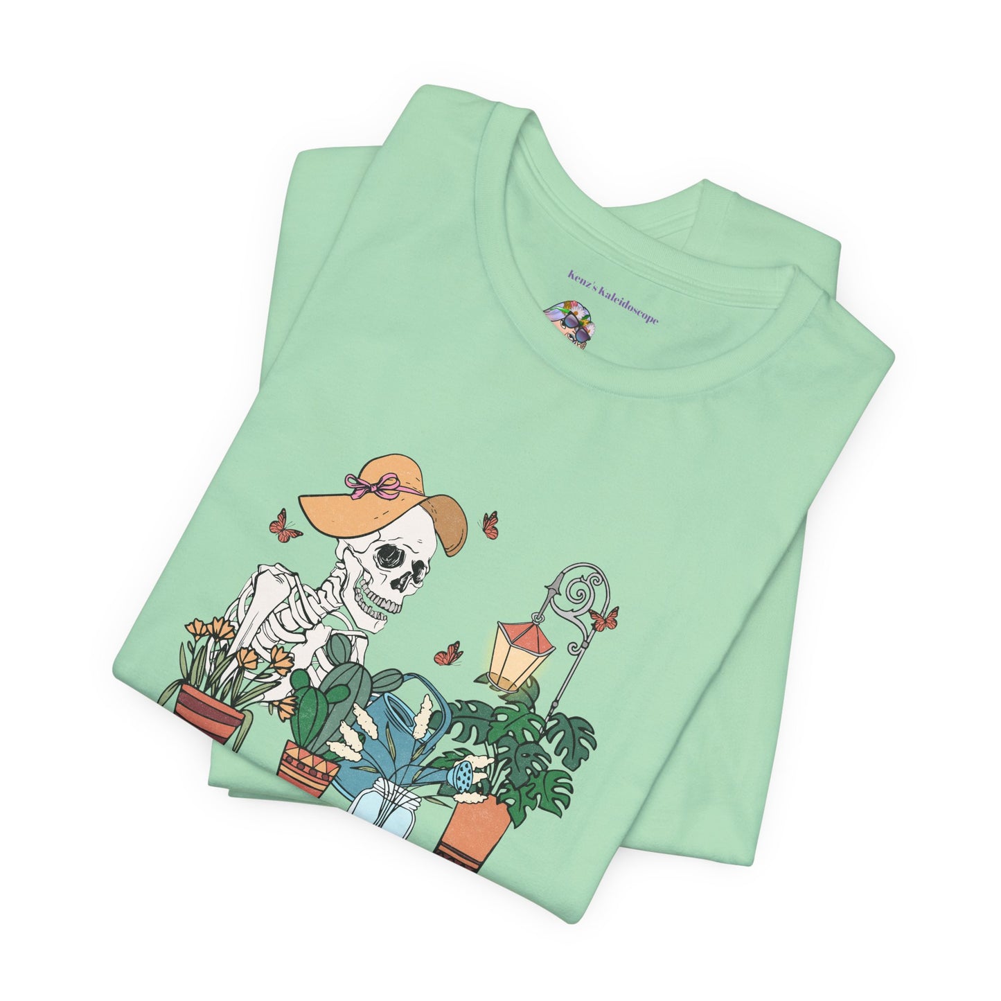 Plants, The Gardener, Skeleton, Springtime, Gardening, XS-3XL Unisex Jersey Short Sleeve Tee