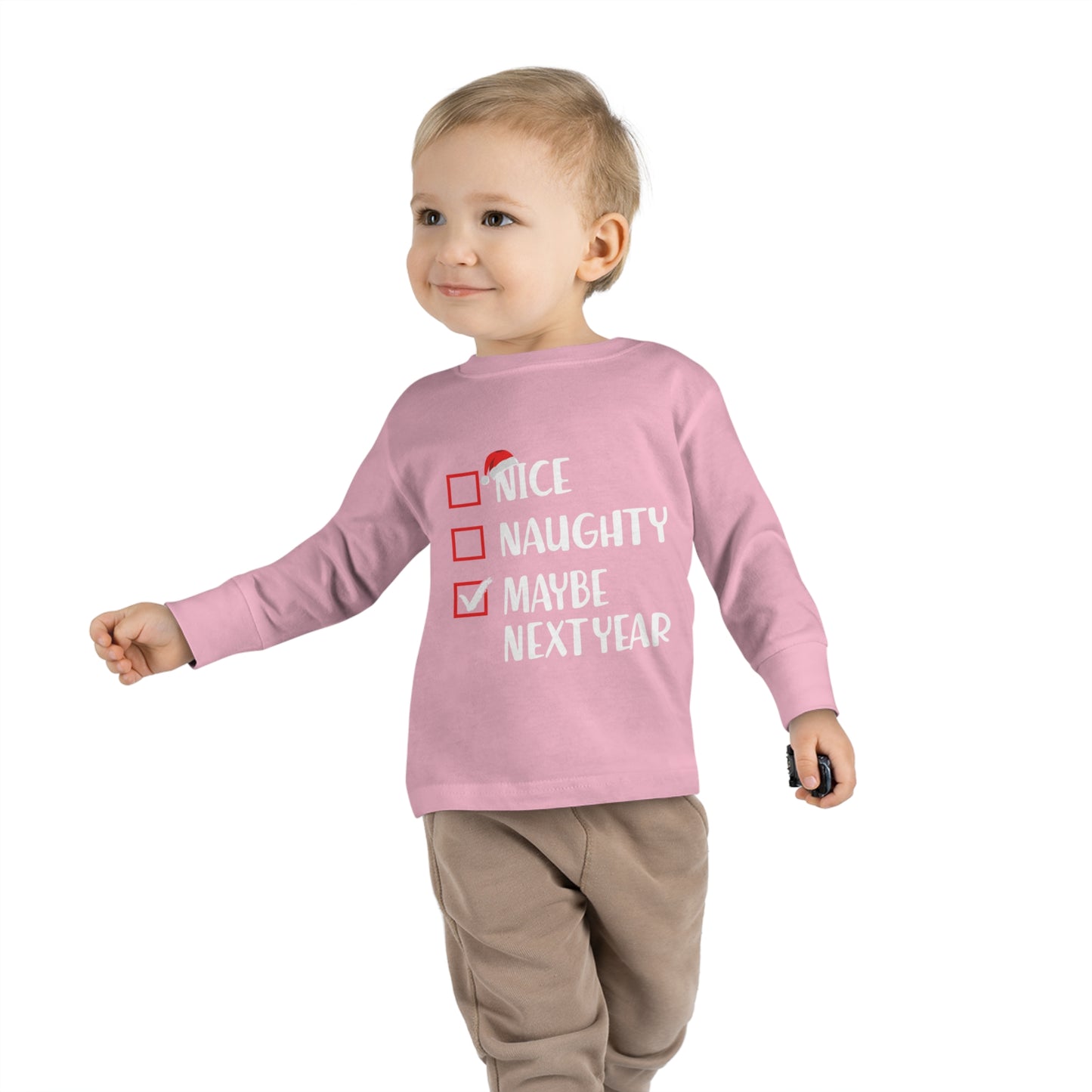 Nice naughty maybe next year holiday checklist Toddler Long Sleeve Tee