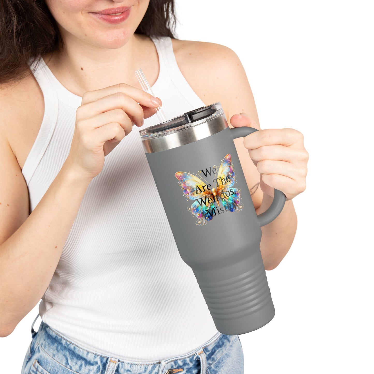 "We Are The Weirdos, Mister" Colorful Butterfly Insulated Travel Mug | 40oz