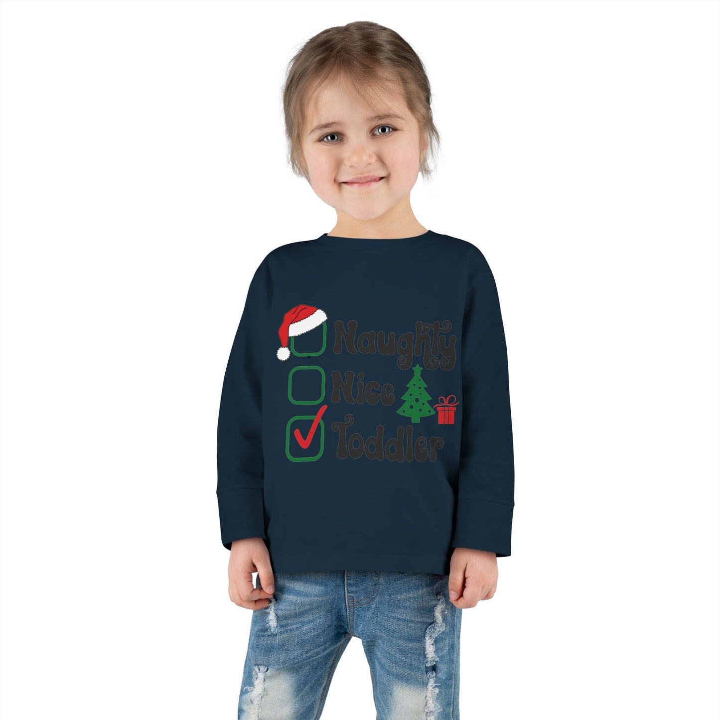 Naughty nice toddler checklist holiday Toddler Long Sleeve Tee