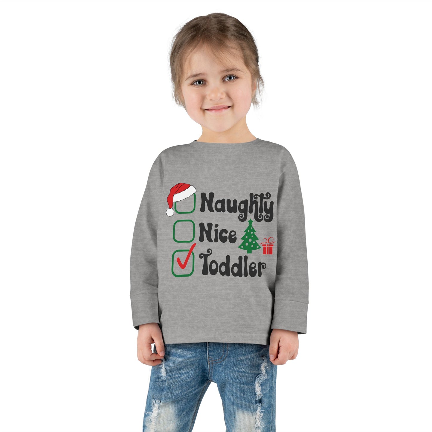 Naughty nice toddler checklist holiday Toddler Long Sleeve Tee