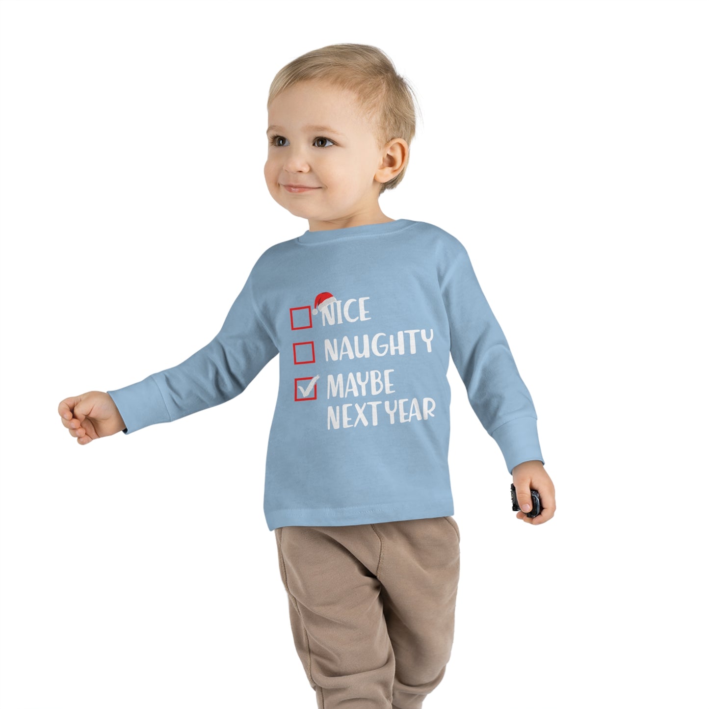 Nice naughty maybe next year holiday checklist Toddler Long Sleeve Tee