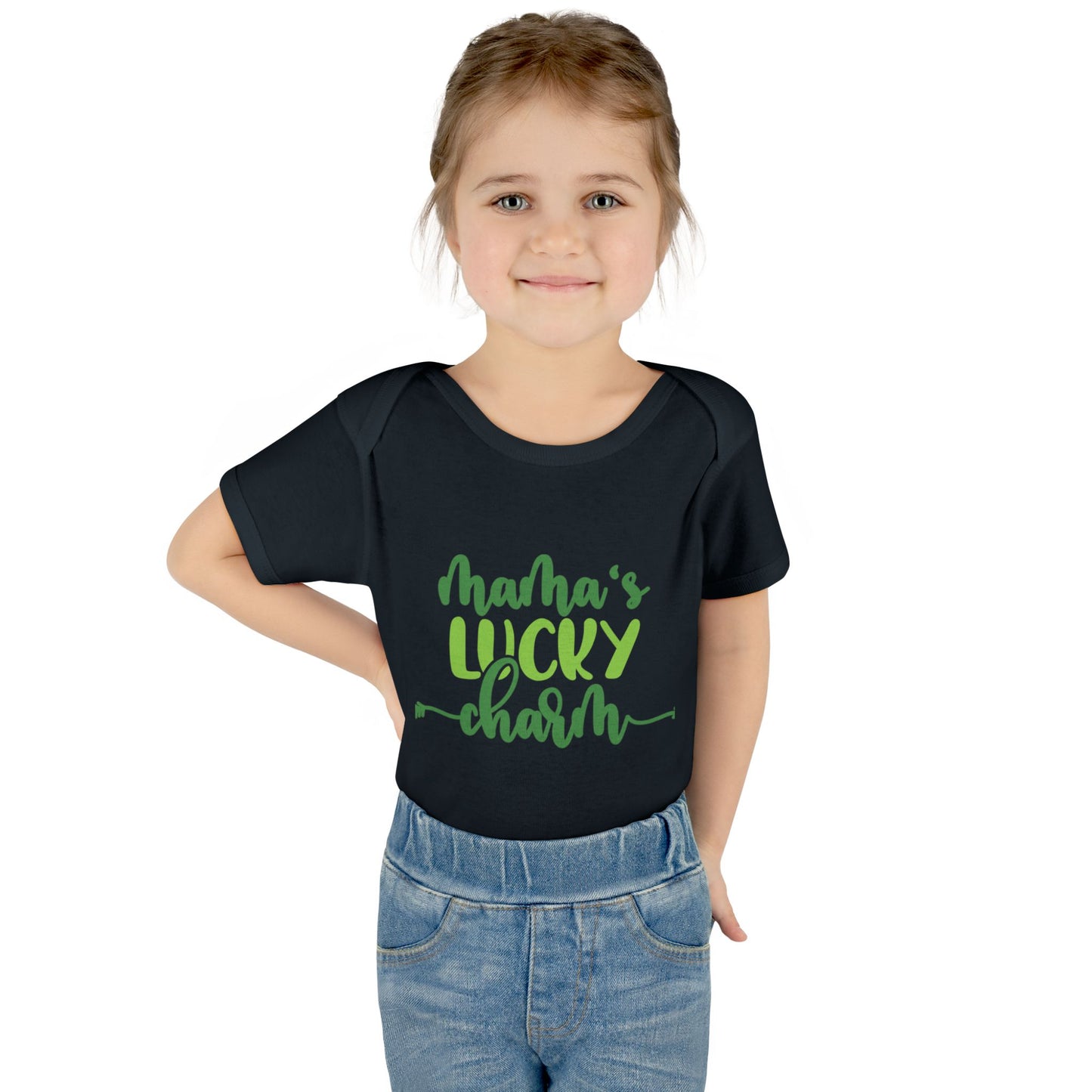 Mama's Lucky Charm St Patricks Day Infant Onesie Baby Rib Bodysuit