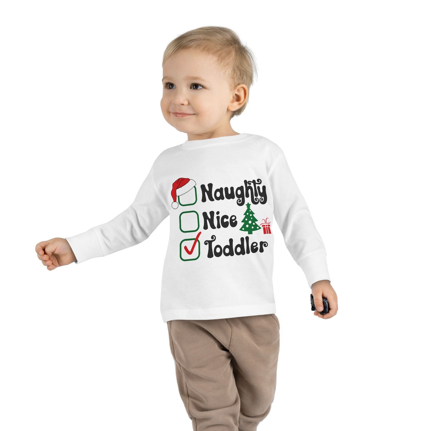 Naughty nice toddler checklist holiday Toddler Long Sleeve Tee