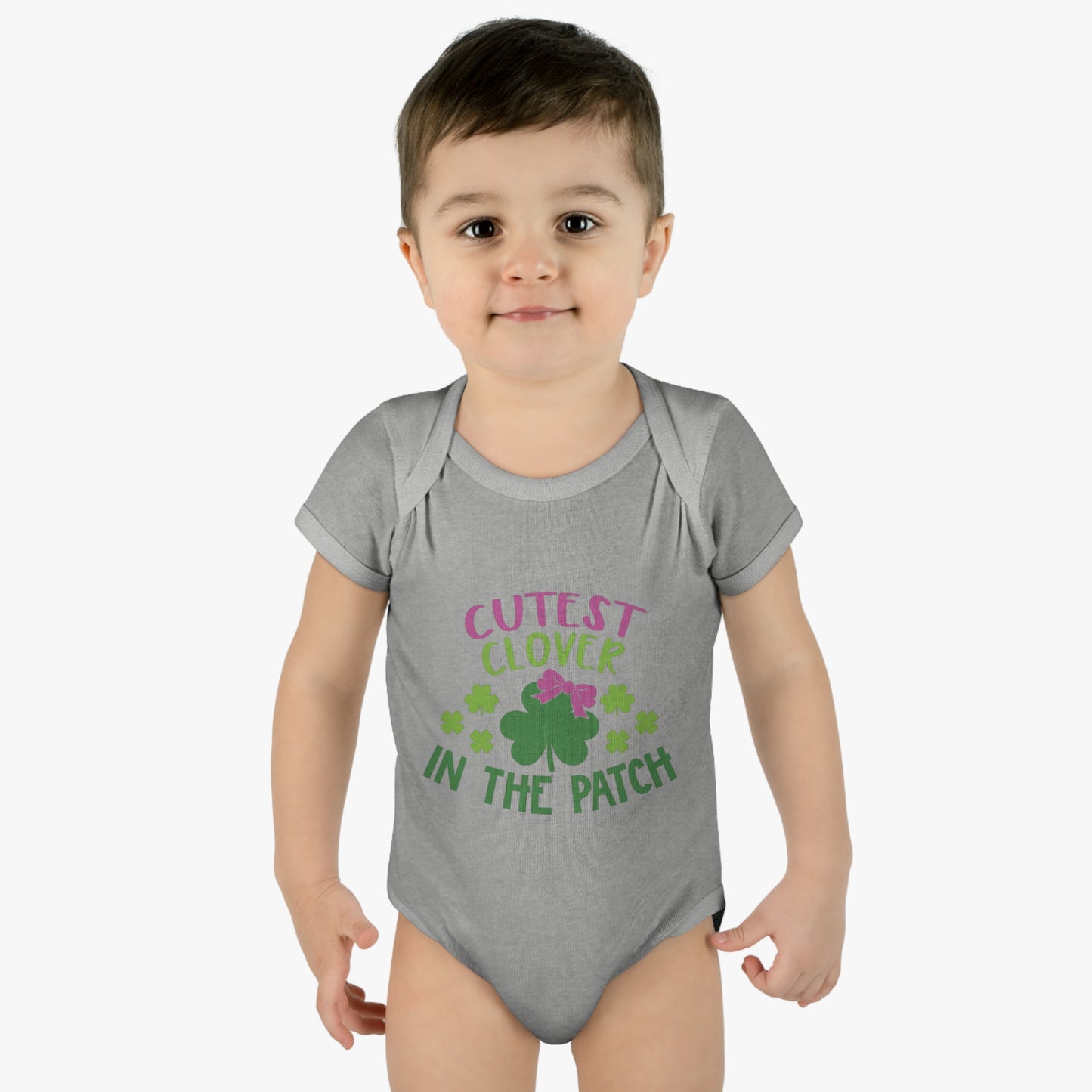 St Patricks Day Cutest Clover in the Patch Infant Onesie Baby Rib Bodysuit