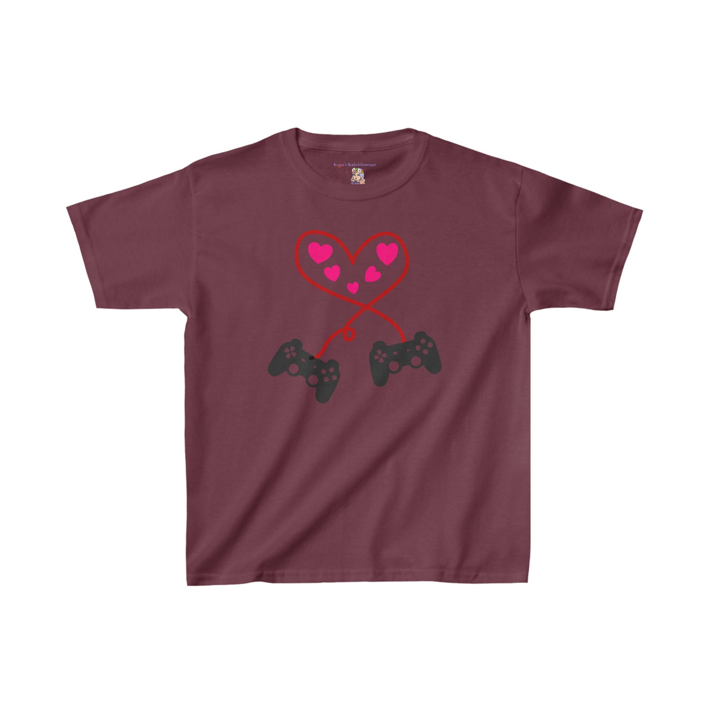 Video Games Controls Heart Valentines Day Kids Heavy Cotton™ Tee